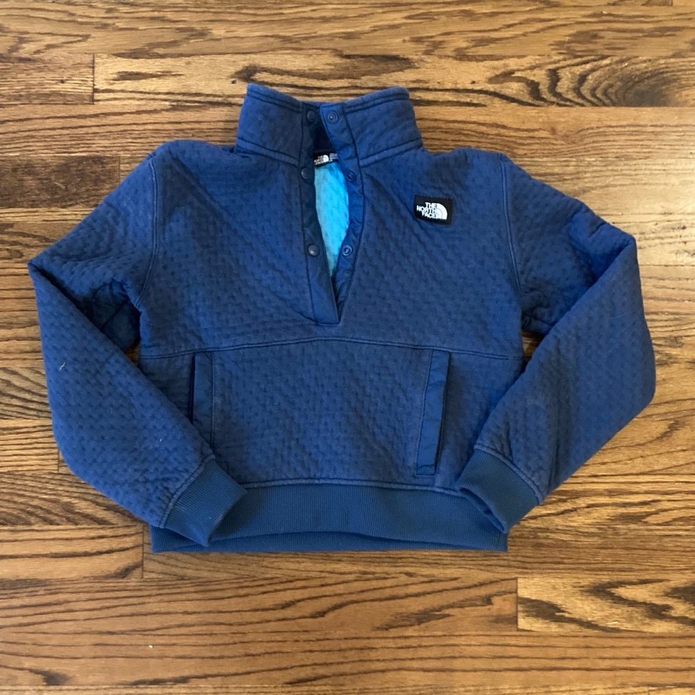 The North Face Girls cropped sweatshirt sz Large 12 faded navy